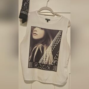 Express White Graphic Tank Top With Bandana
